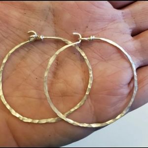 Hammered Sterling Silver hoops